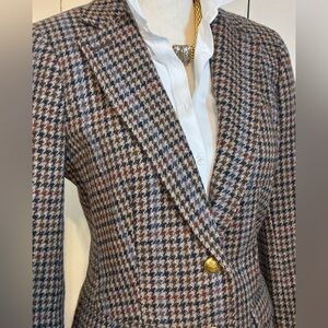 J. Crew Tailored Houndstooth Wool-Blend Women's Blazer - Multicolor Brown Tones